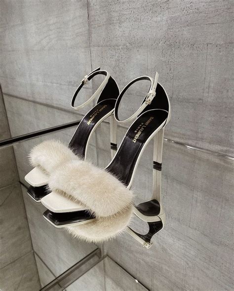 ysl fur slides heels